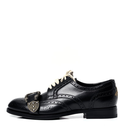 Gucci Calfskin Bee Embroidered Mens Queercore Brogue Derby Shoes 7.5 Black 1 of 6
