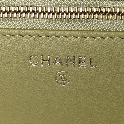 Chanel Shiny Lizard Wallet on Chain WOC Green 5 of 10