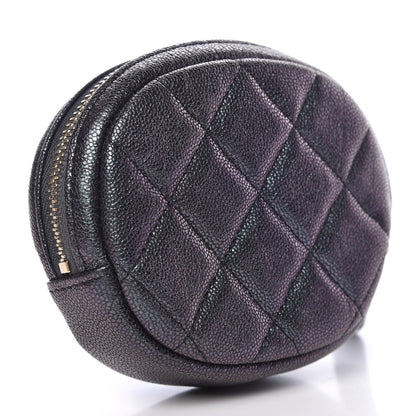 Chanel Iridescent Caviar Quilted Zip Around Classic Coin Purse Black 3 of 8