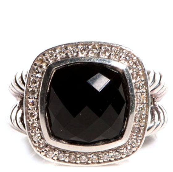 Sterling Silver Diamond Black Onyx 11mm Albion Ring 53 6.5