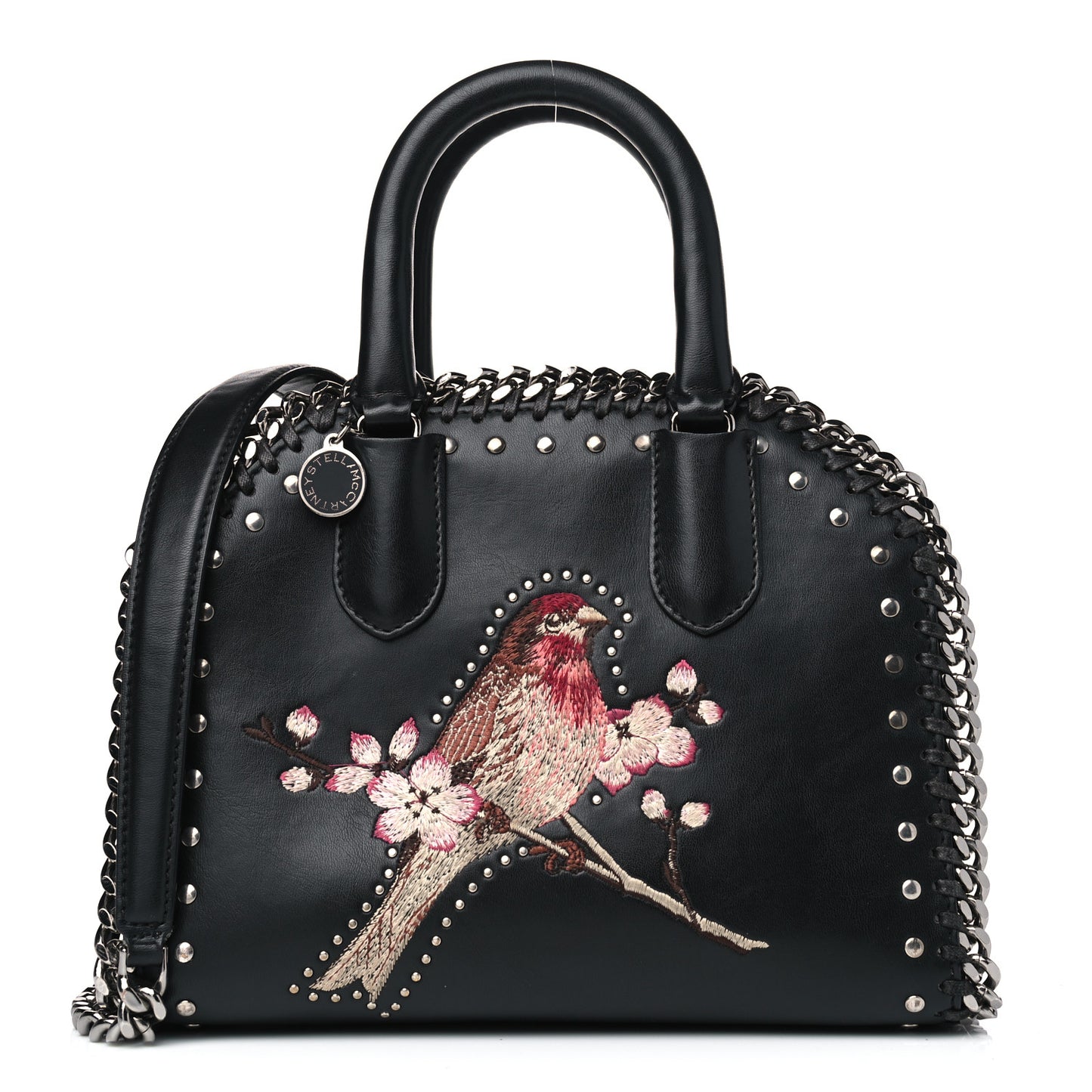 Eco Alter Nappa Mini Falabella Box Bird Top Handle Bag Black