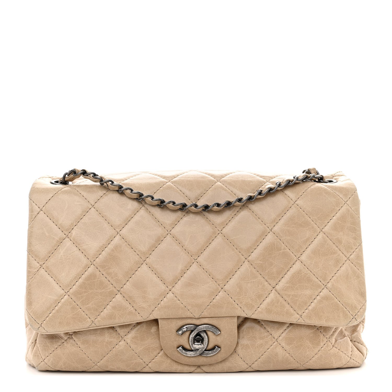 Chanel Glazed Calfskin Quilted Large Coco Soft Flap Beige 1 of 14