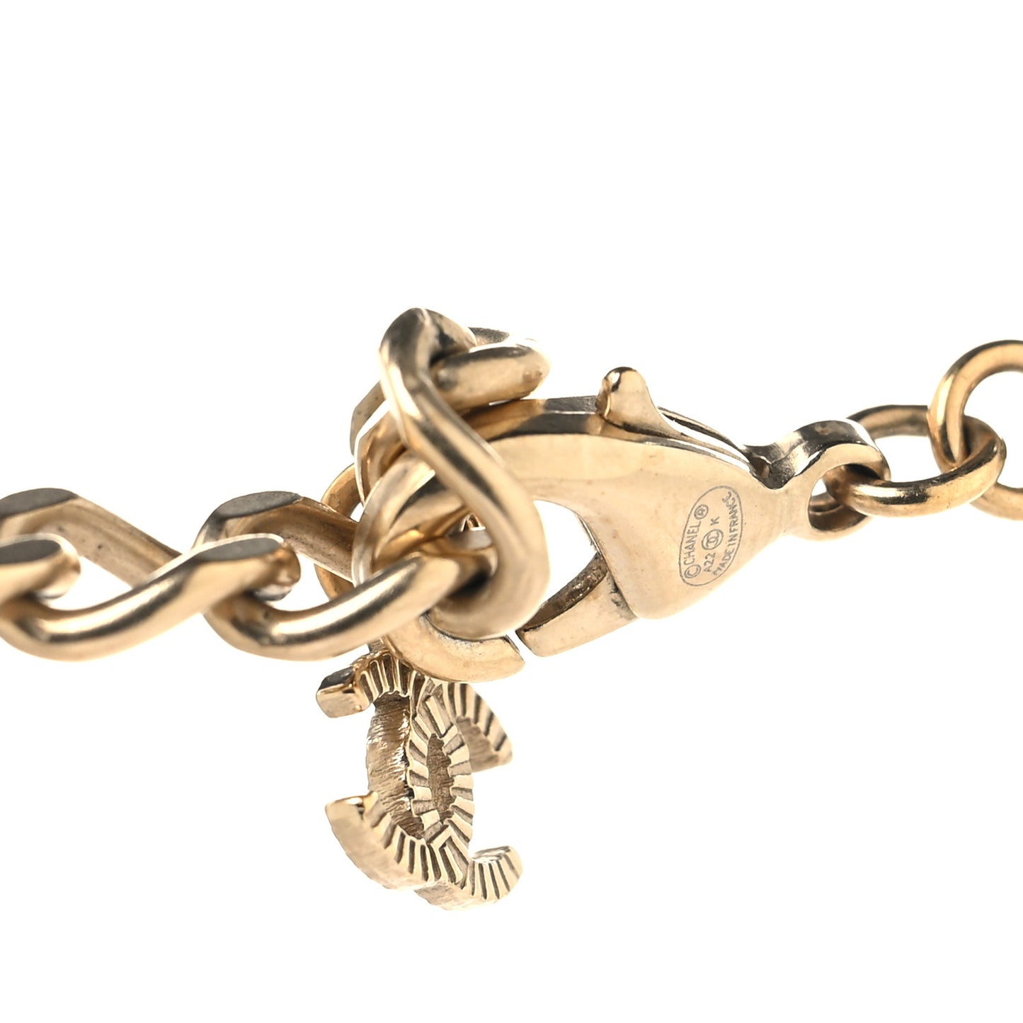 Pearl Crystal Baguette CC Short Necklace Gold