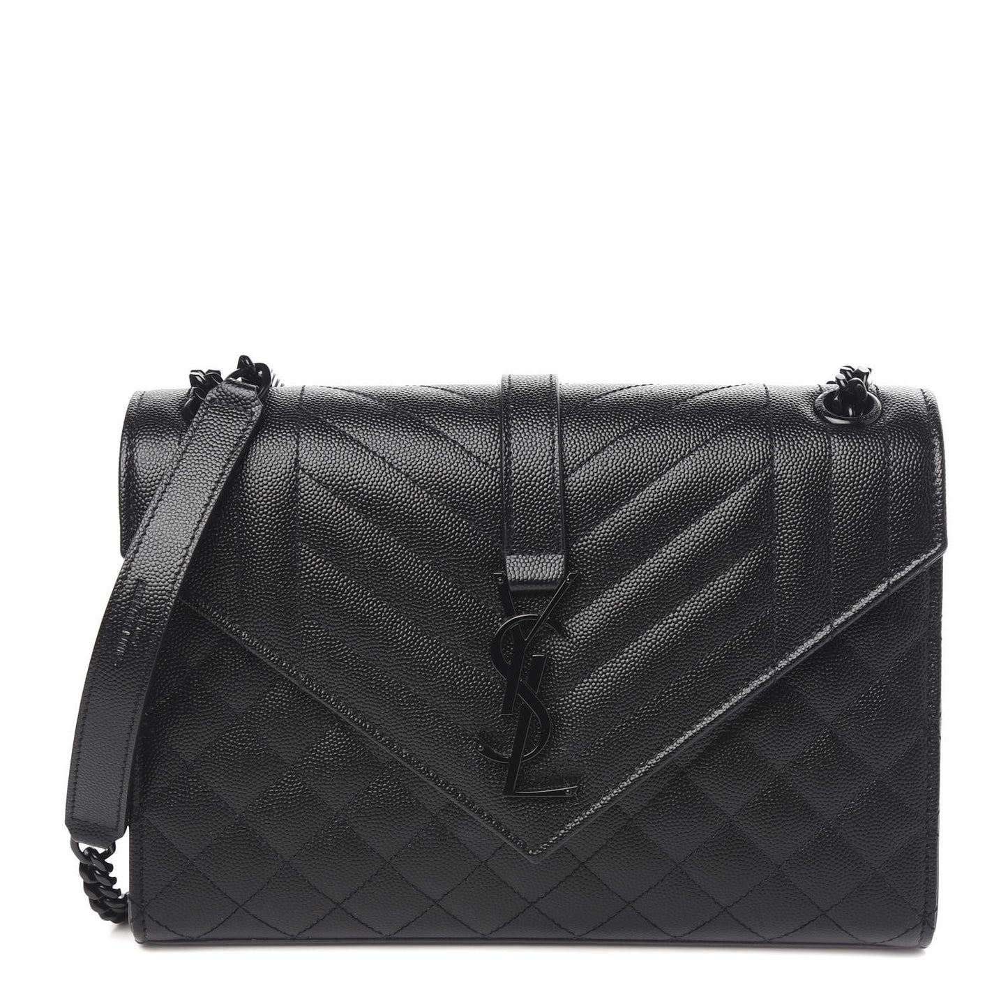 Grain De Poudre Textured Mixed Matelasse Triquilt Medium Monogram Satchel Black