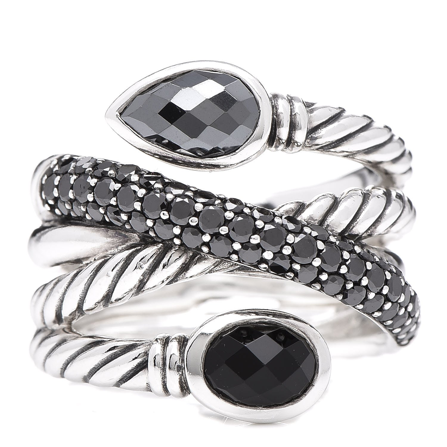 David Yurman Sterling Silver Black Diamond Hematite Black Onyx Renaissance Ring 53 6.5 1 of 5