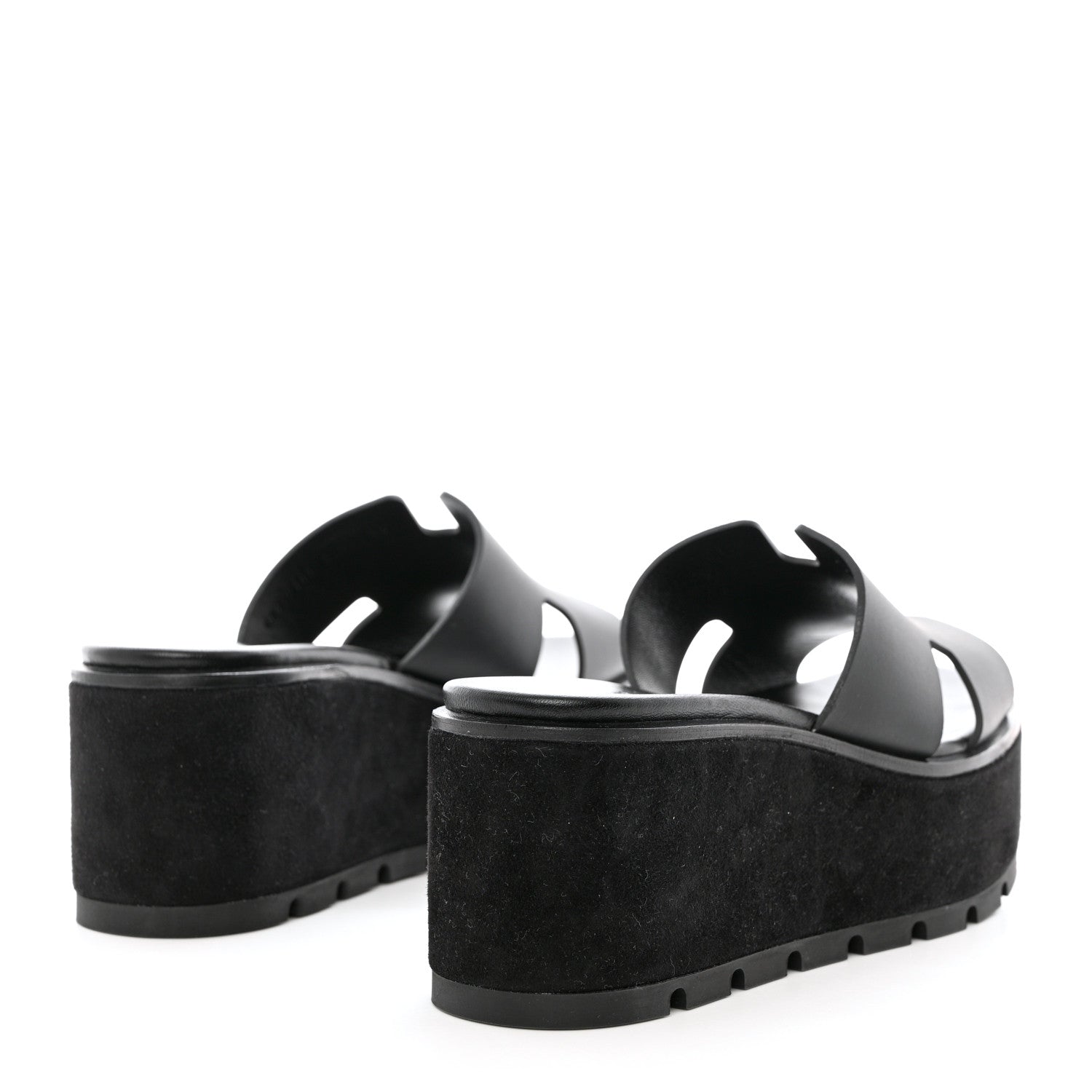 Hermes Calfskin Suede Eze 30 Sandals 38 Black 4 of 9