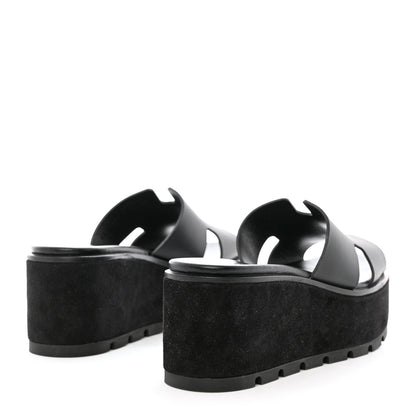 Hermes Calfskin Suede Eze 30 Sandals 38 Black 4 of 9
