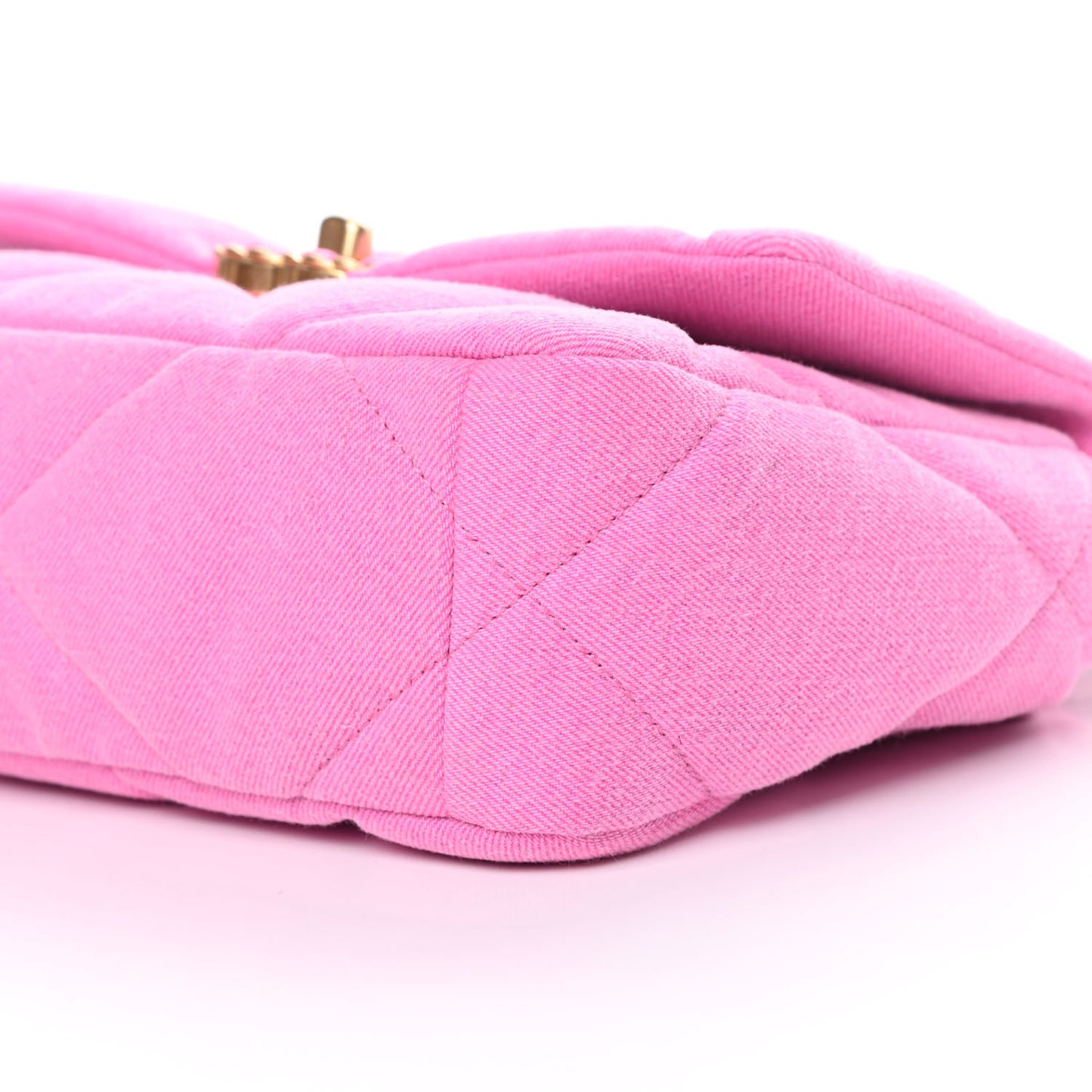 Denim Quilted Medium Chanel 19 Flap Neon Pink