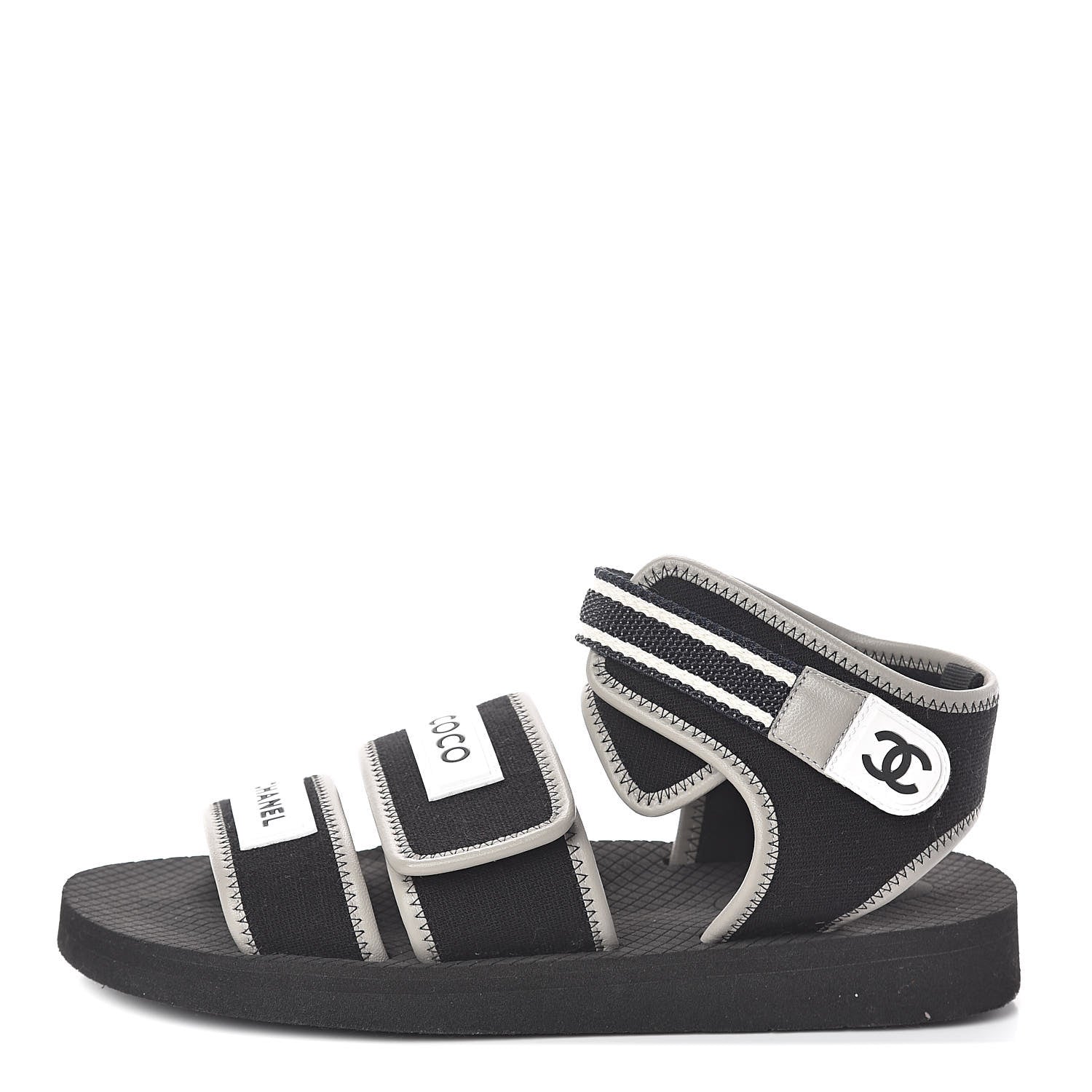 Chanel Lambskin Jersey Coco Sandals 39 Black 1 of 7