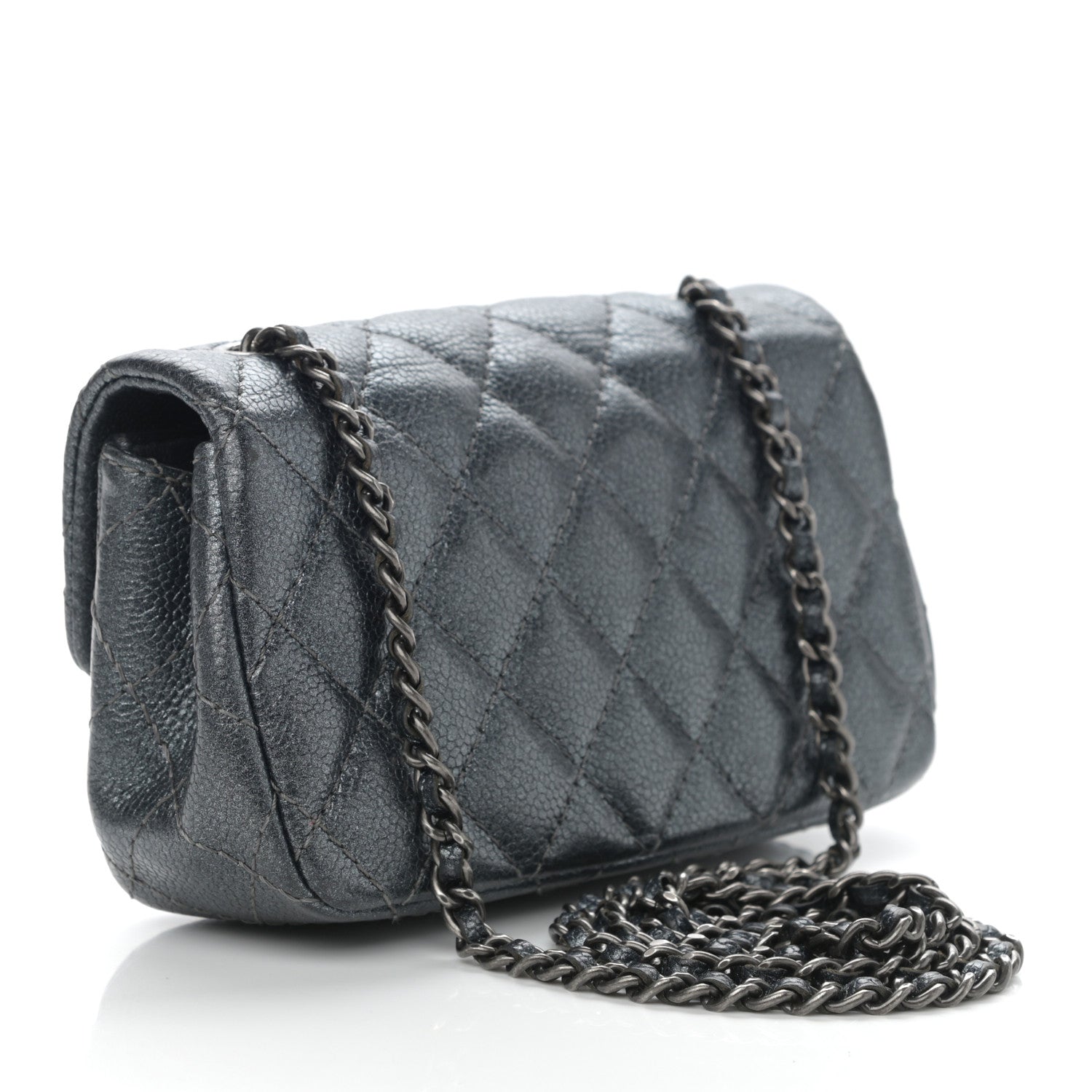Chanel Metallic Caviar Quilted Extra Mini Flap Charcoal 3 of 11