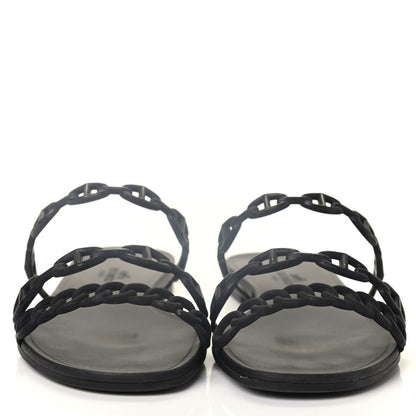 Hermes Rubber Chaine d'Ancre Rivage Sandals 38 Black 2 of 4