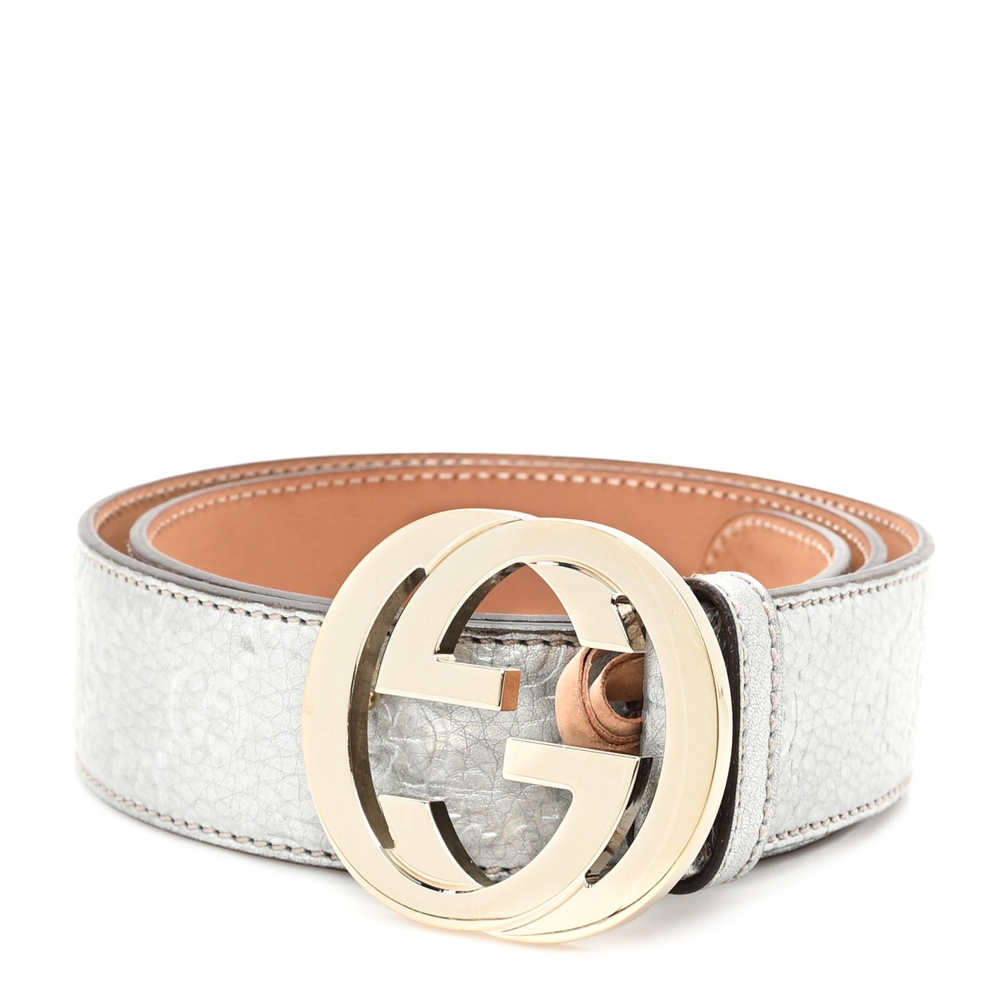 Guccissima Interlocking G Belt 85 34 Silver