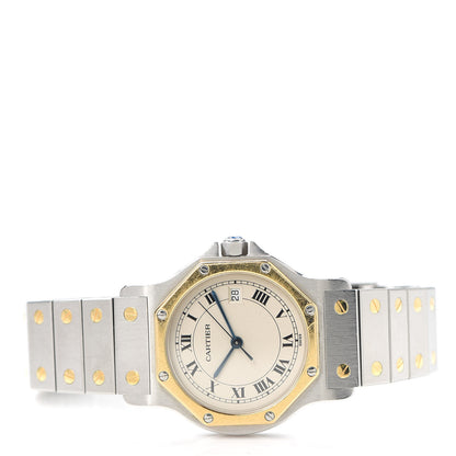 Cartier Stainless Steel 18K Yellow Gold 29mm Santos Octagon Quartz Watch 2 of 5