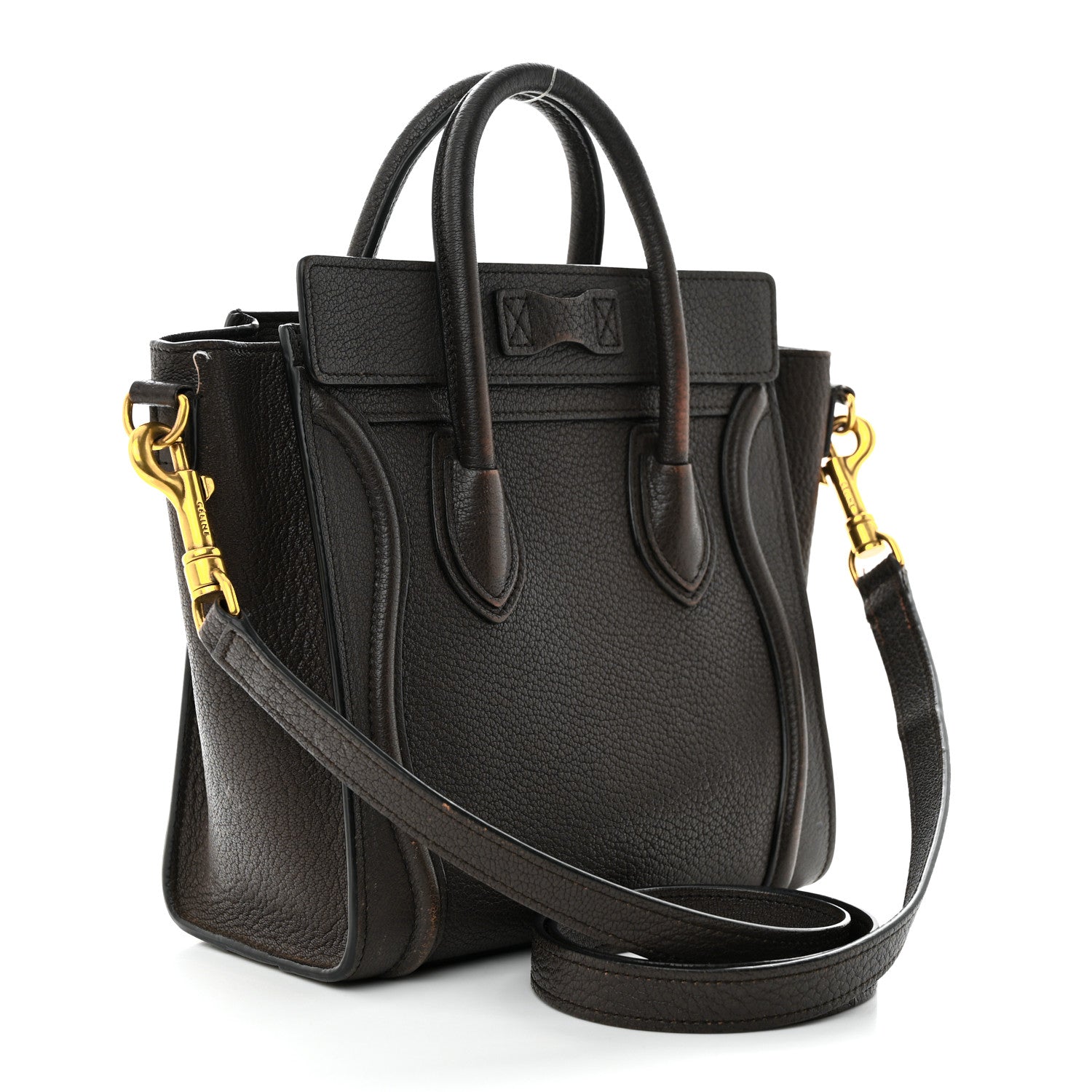 Celine Drummed Calfskin Nano Luggage Brown 3 of 20