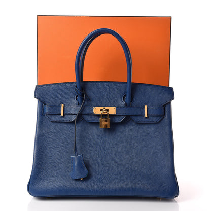 Hermes Chevre Mysore Bi-Color Horseshoe Birkin 30 Bleu Sapphire Paon 37 of 37
