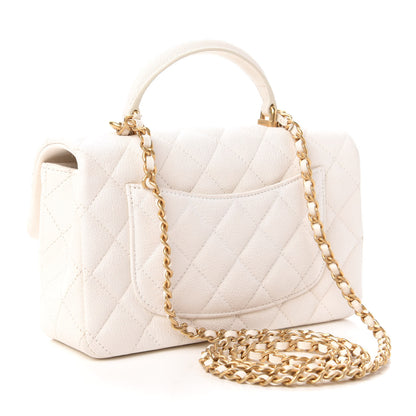 Chanel Caviar Quilted Mini Top Handle Rectangular Flap White 3 of 10