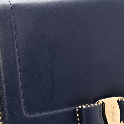 Salvatore Ferragamo Calfskin Studded Vara Bow Bag Navy Black 10 of 10