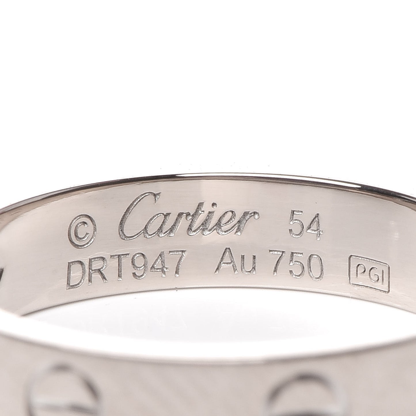 18K White Gold Diamond 3.5mm LOVE Wedding Band Ring 54 6.75