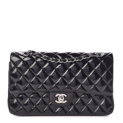 Chanel Distressed Patent Quilted Medium Double Flap Black 1 of 10