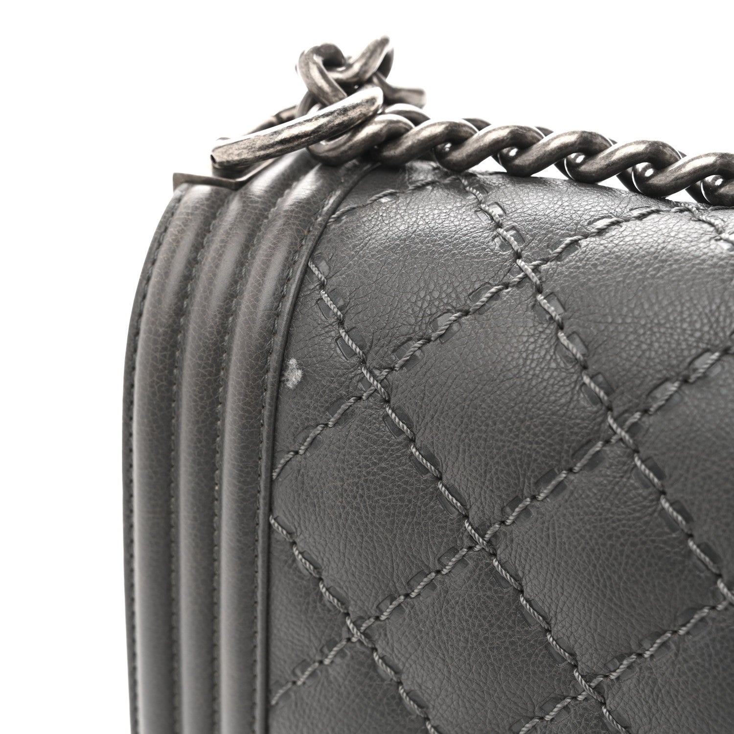 Chanel Calfskin Double Stitch Medium Boy Flap Grey 11 of 16
