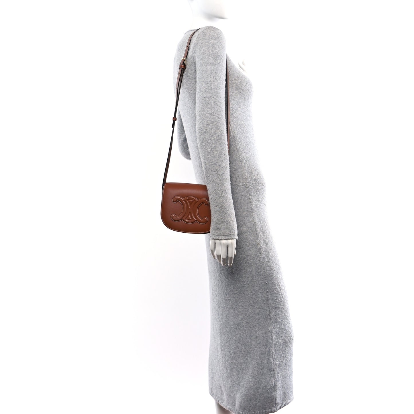 Smooth Calfskin Cuir Triomphe Folco Crossbody Bag Tan