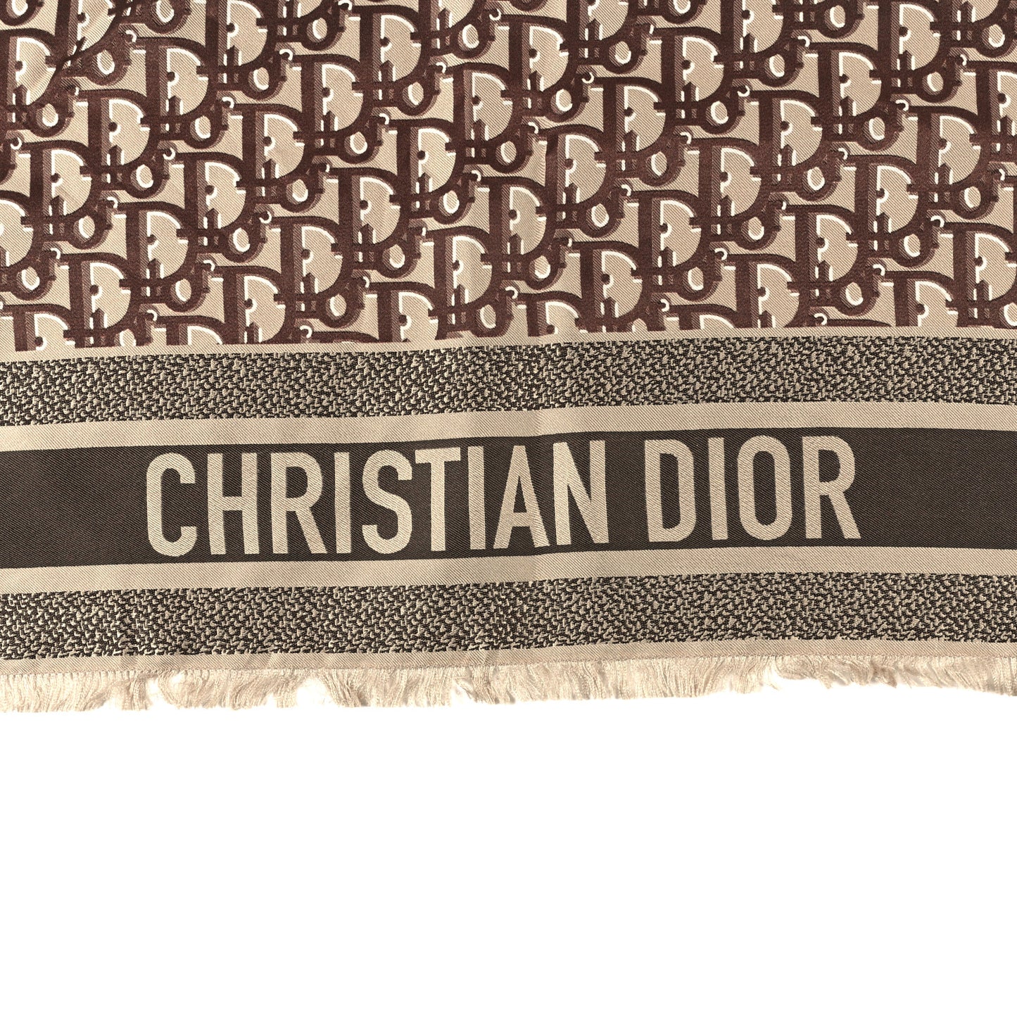 Silk Oblique Scarf Brown