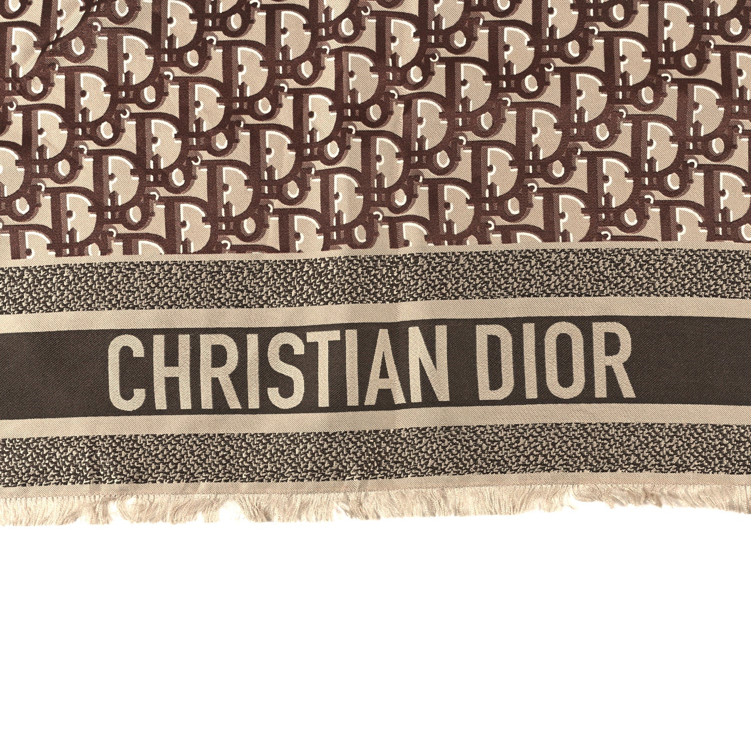 Christian Dior Silk Oblique Scarf Brown 2 of 3