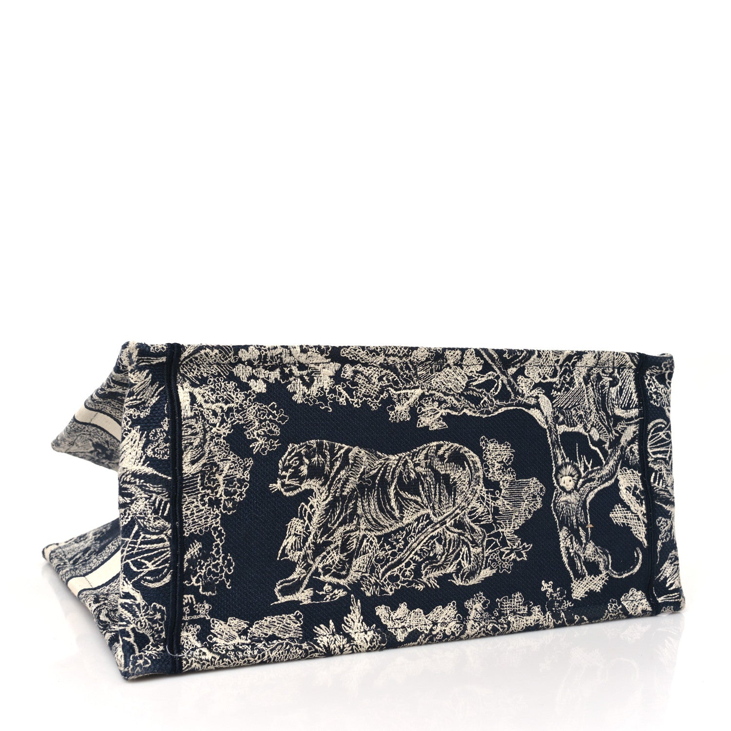 Christian Dior Canvas Embroidered Medium Toile De Jouy Reverse Book Tote Blue 4 of 13