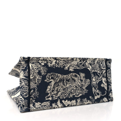 Christian Dior Canvas Embroidered Medium Toile De Jouy Reverse Book Tote Blue 4 of 13