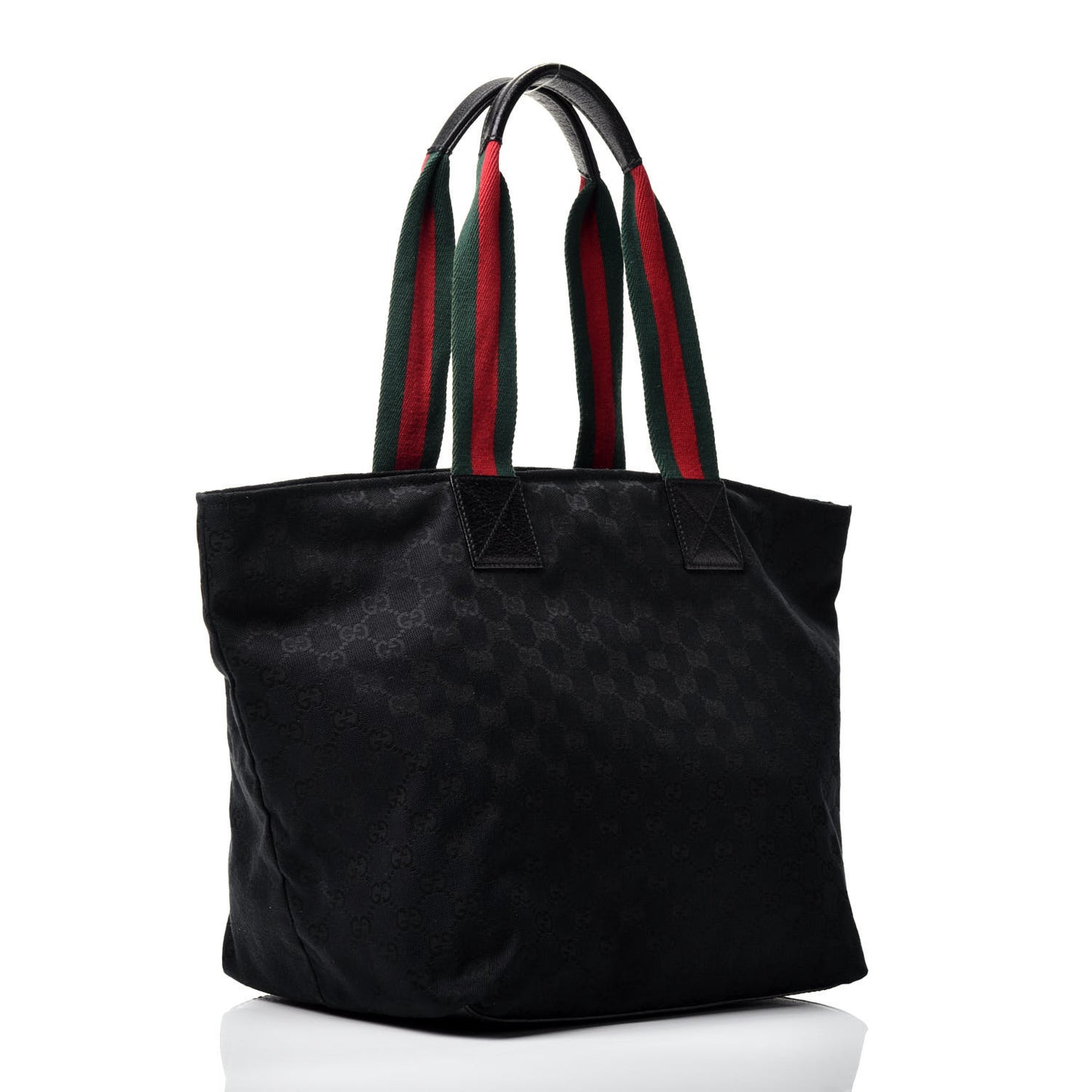 GG Monogram Large Web Handle Bucket Tote Black