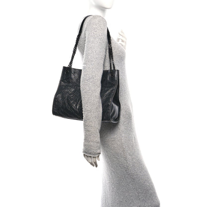 Saint Laurent Crinkled Calfskin Matelasse Monogram Medium Niki Shopper Tote Black 2 of 10