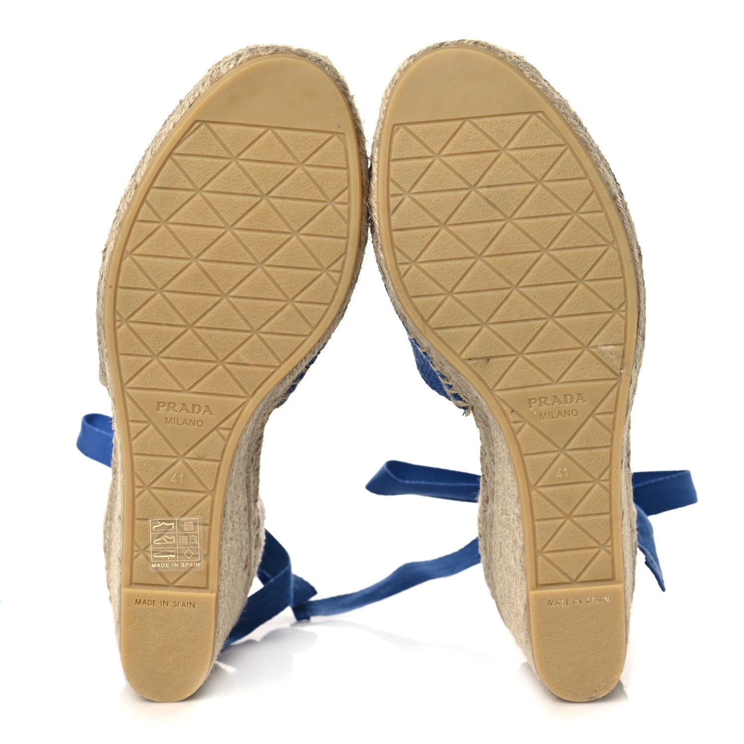 Prada Linen Ankle Wrap Wedge Espadrilles 41 Light Blue 5 of 10