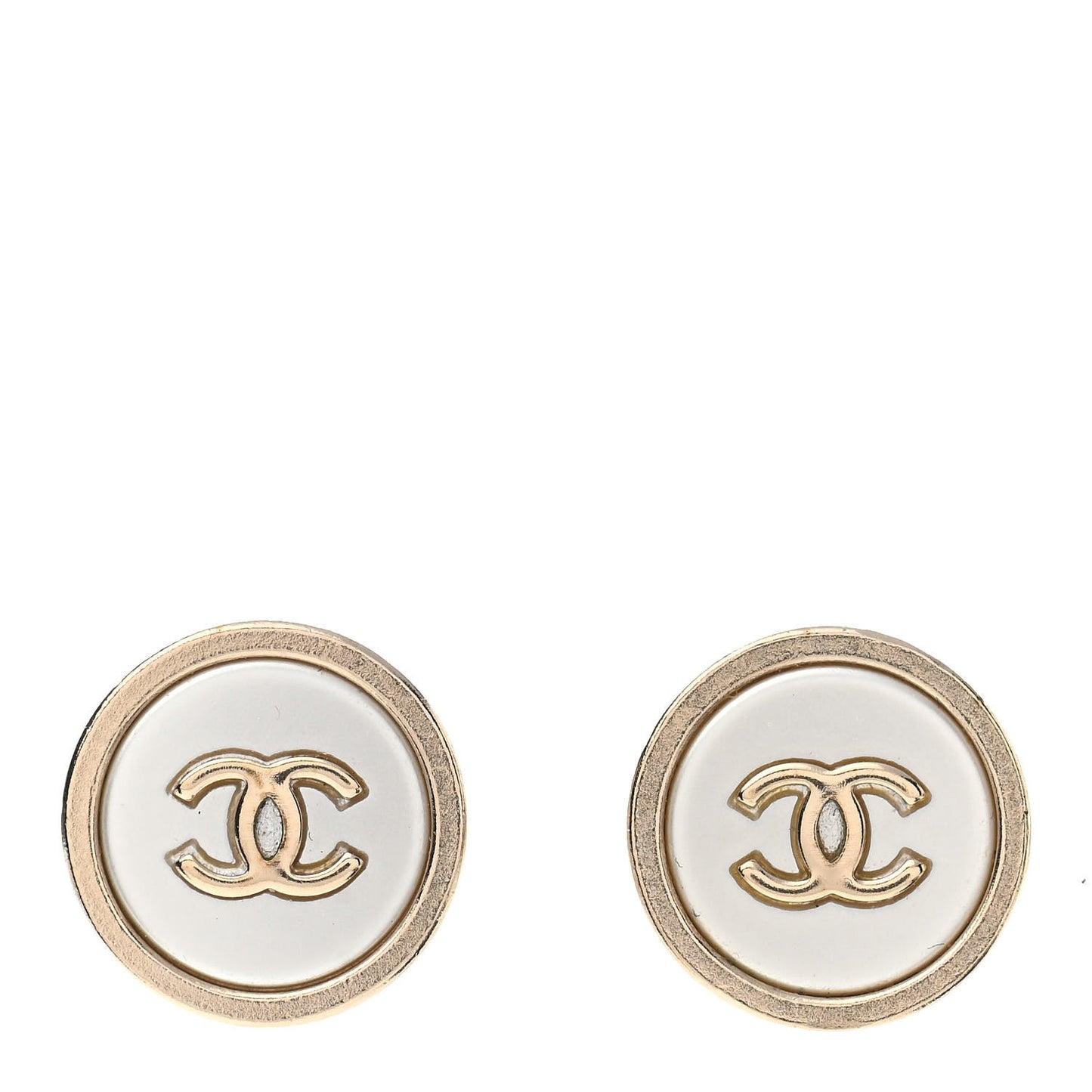 Pearl Coco Round Earrings Gold Pearly White