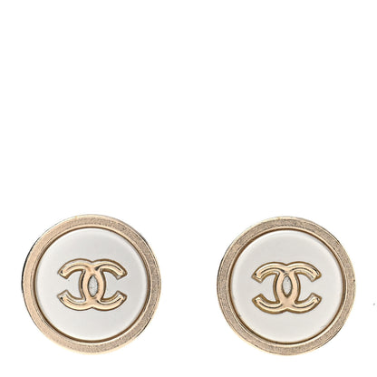 Chanel Pearl Coco Round Earrings Gold Pearly White 1 of 6
