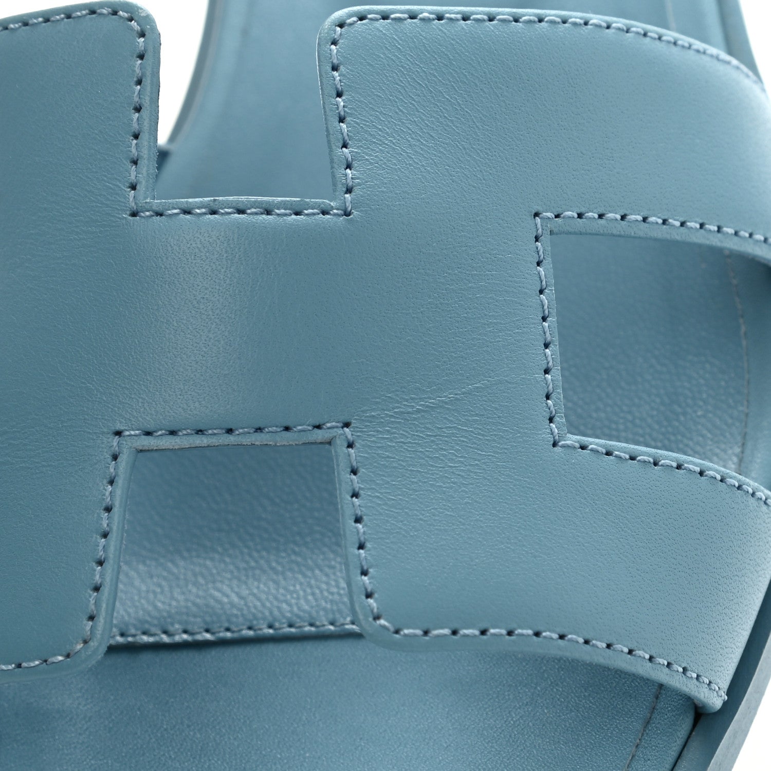 Hermes Calfskin Oran Sandals 37.5 Bleu Dorset 8 of 10