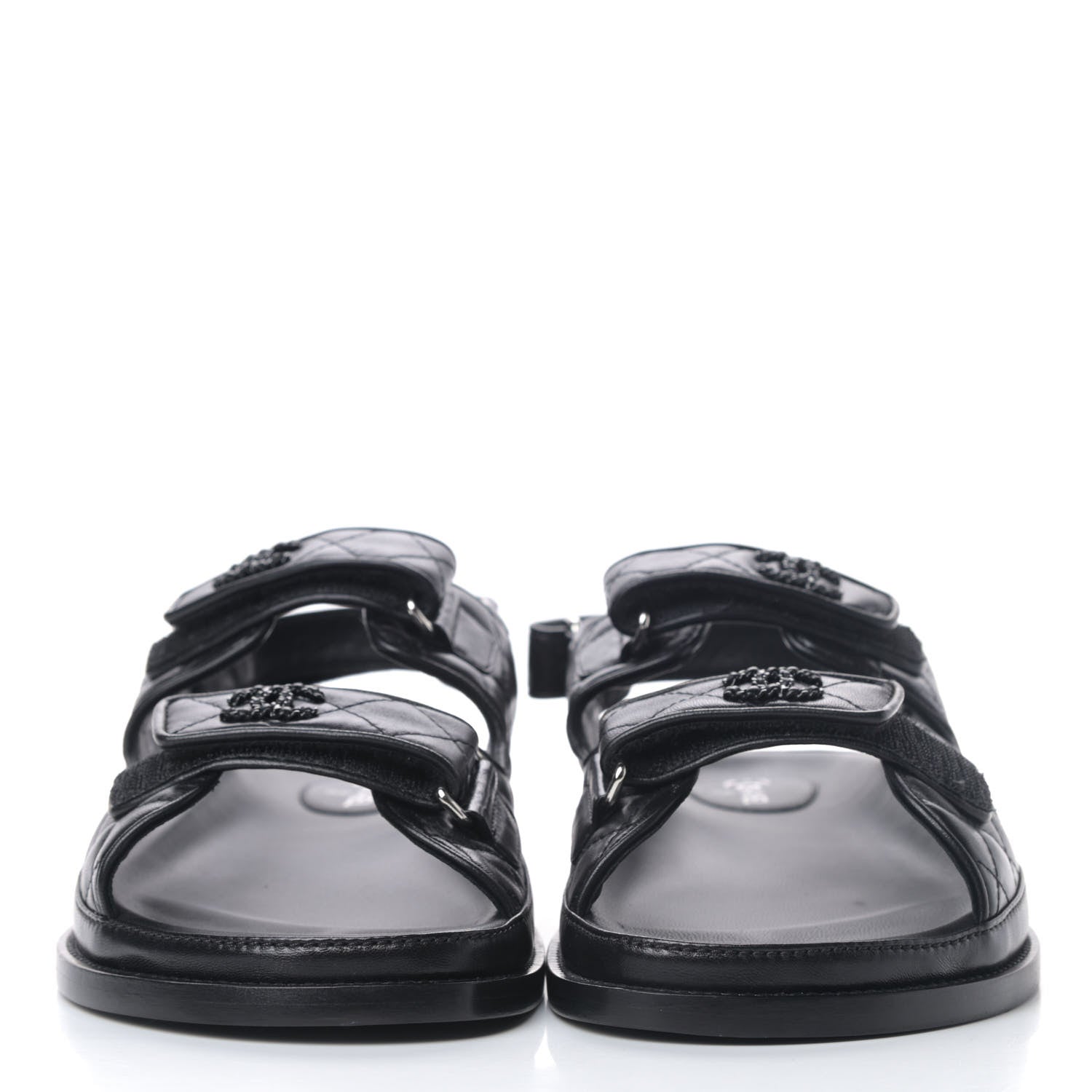 Chanel Lambskin Velcro Dad Sandals 41.5 Black 2 of 6