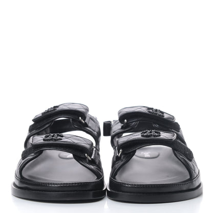 Chanel Lambskin Velcro Dad Sandals 41.5 Black 2 of 6