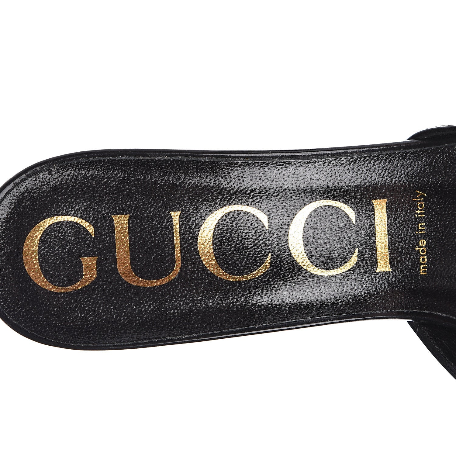 Gucci Polished Calfskin Scarlet Mid Heel Slide Sandals 38 Black 7 of 12