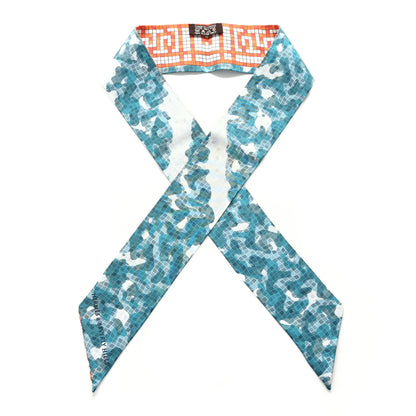 Hermes Silk A Beverly Hills Twilly Orange Bleu Blanc 1 of 4