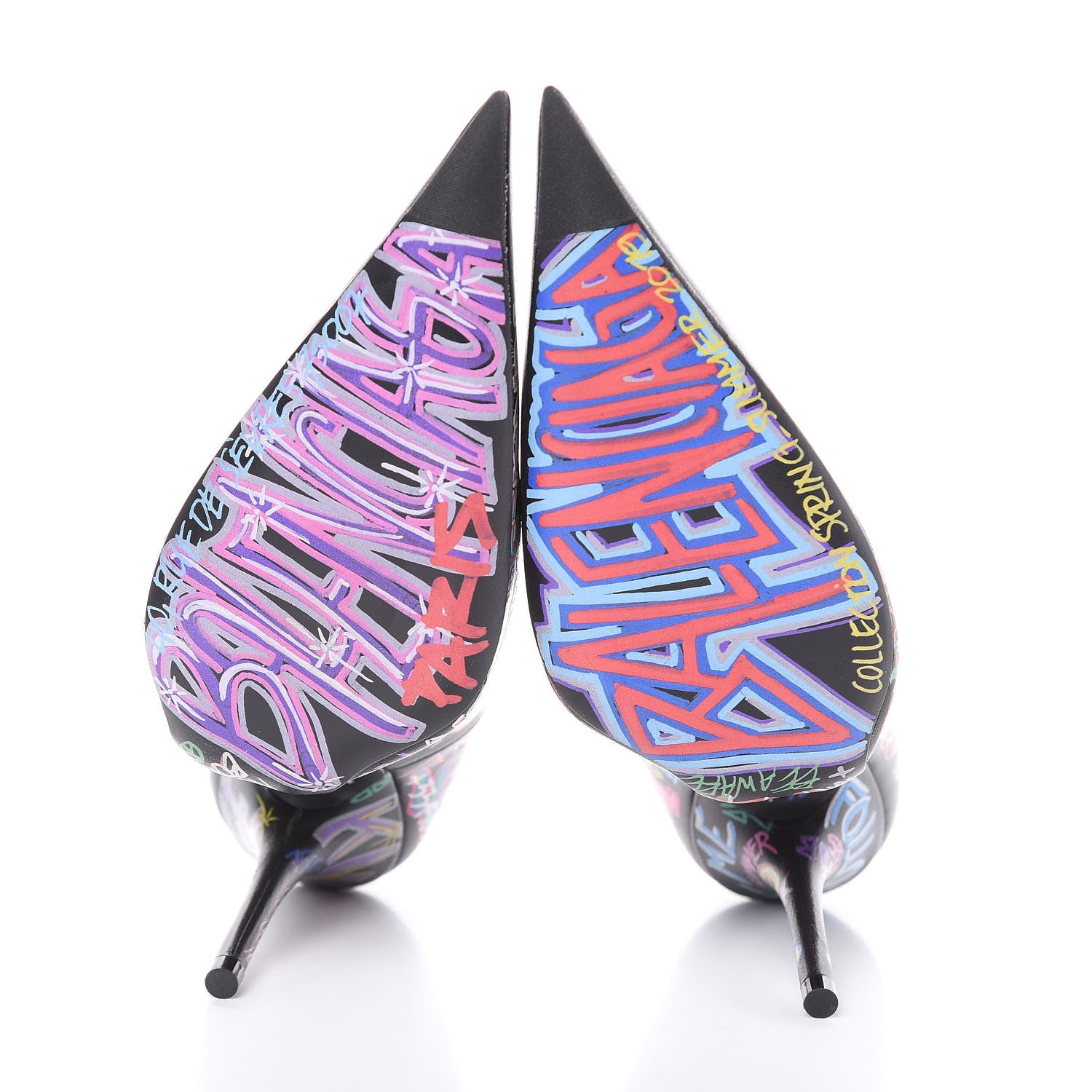Balenciaga Chevre Classic Graffiti Knife Pointed 110mm Pumps 35 Black Multicolor 7 of 8