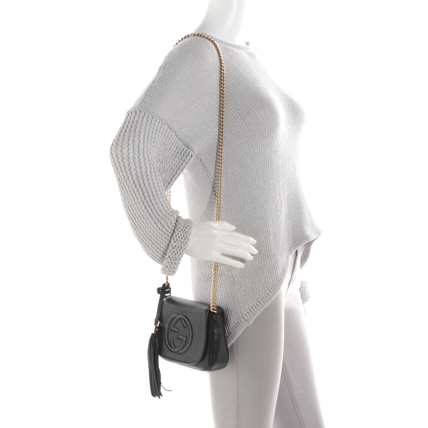Pebbled Calfskin Small Soho Flap Crossbody Black