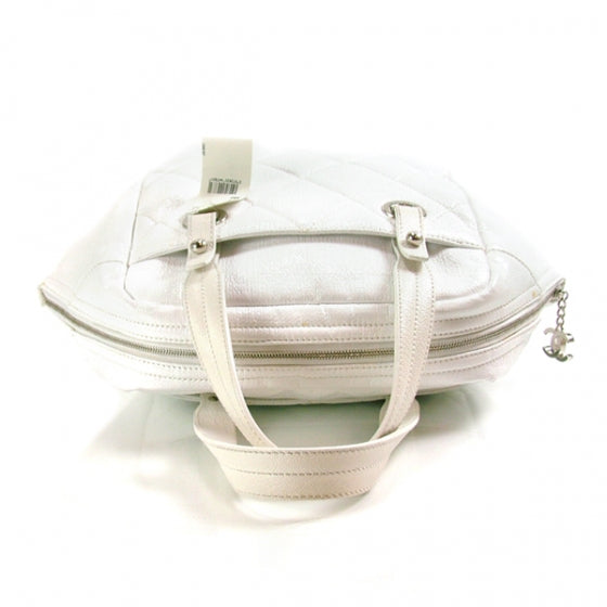 Leather Square Stitched Bowler White