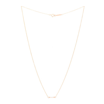 Tiffany 18K Rose Gold Diamond Fleur de Lis Key Bar Pendant Necklace 3 of 5