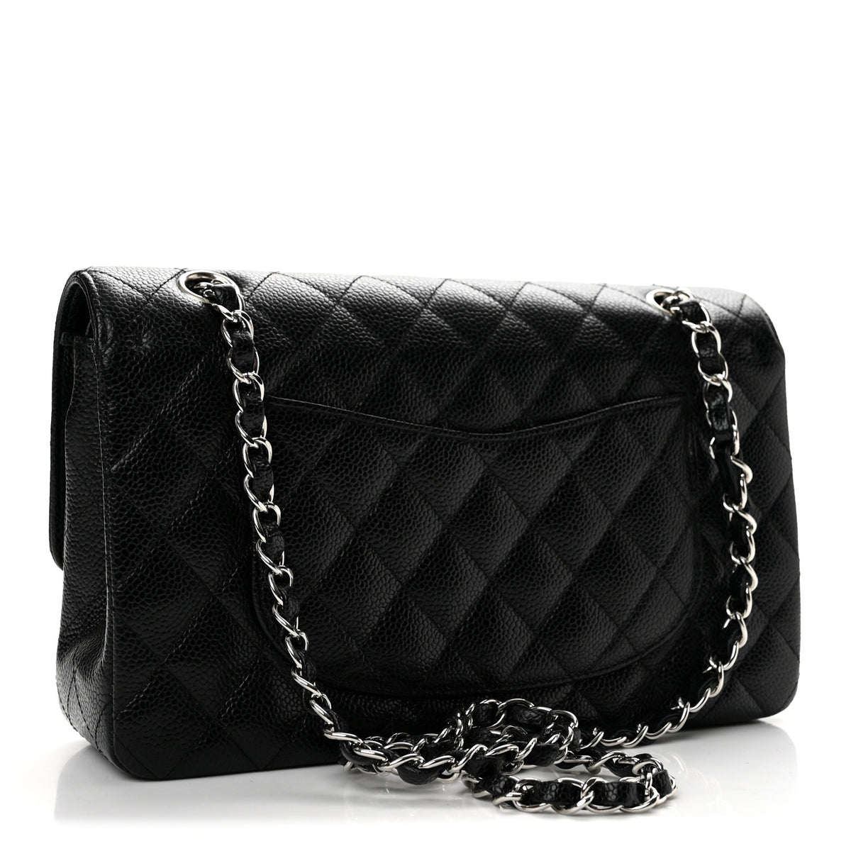 Caviar Quilted Medium Double Flap Black