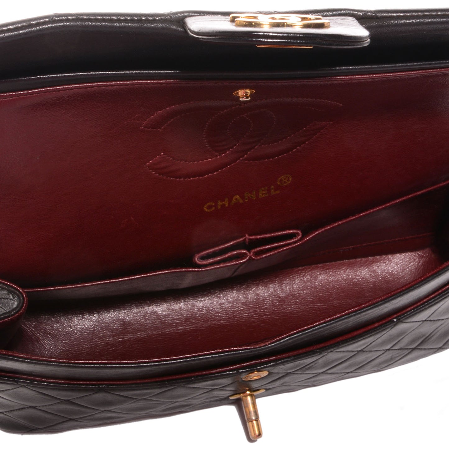Lambskin Medium Double Flap Black