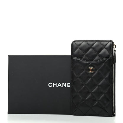 Chanel Lambskin Quilted Classic Flat Wallet Pouch Black 8 of 8