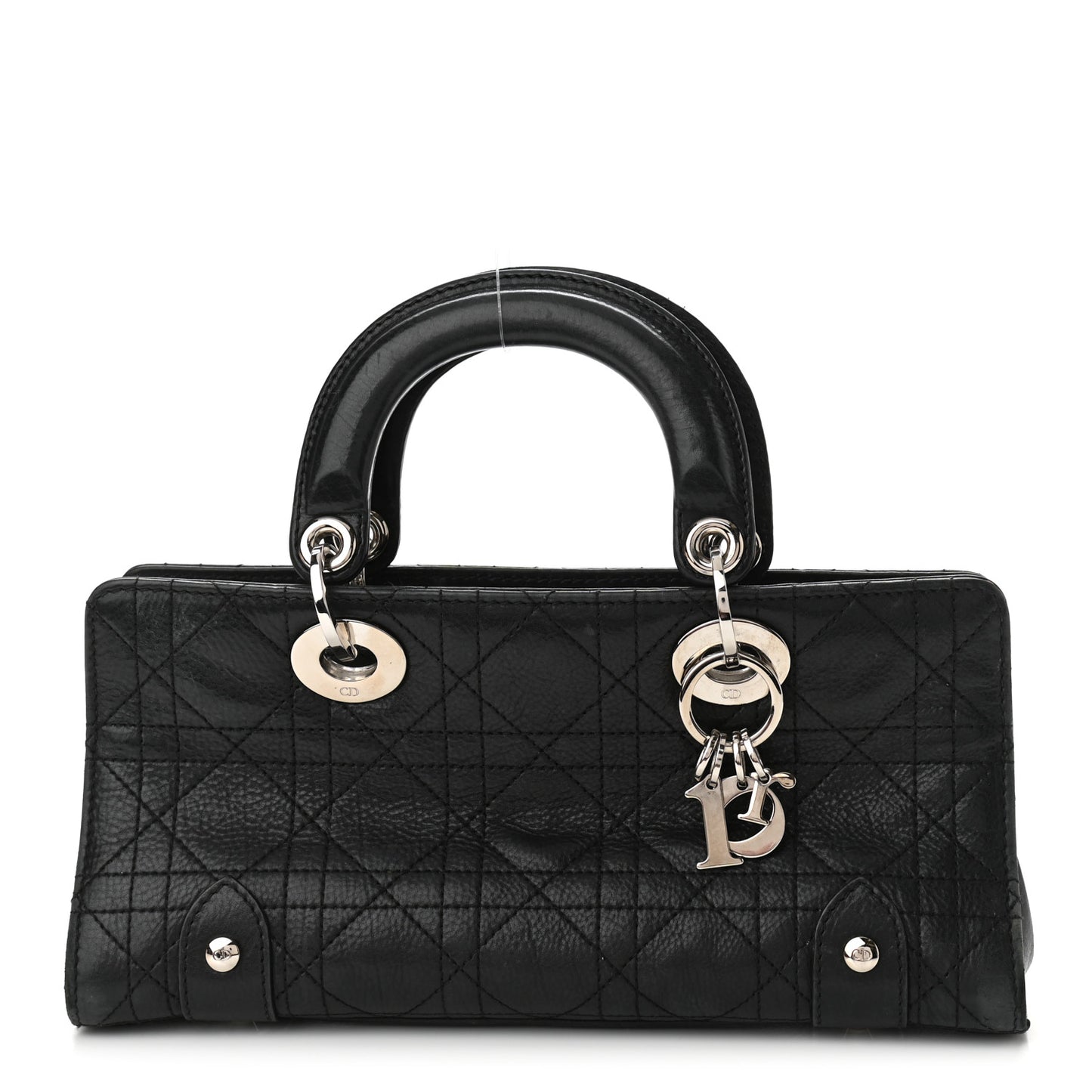 Calfskin Cannage Stitched Small Lady East West Lady Dior Black