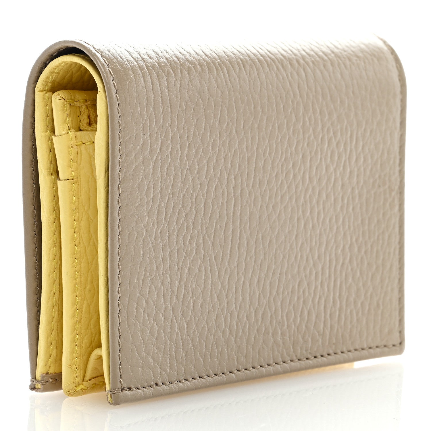 Gucci Dollar Calfskin Bi-Color GG Marmont Card Case Oatmeal Banana 3 of 6