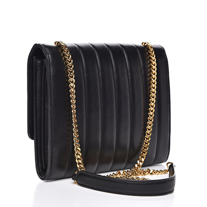 Saint Laurent Lambskin Matelasse Monogram Vicky Chain Wallet Black 3 of 13
