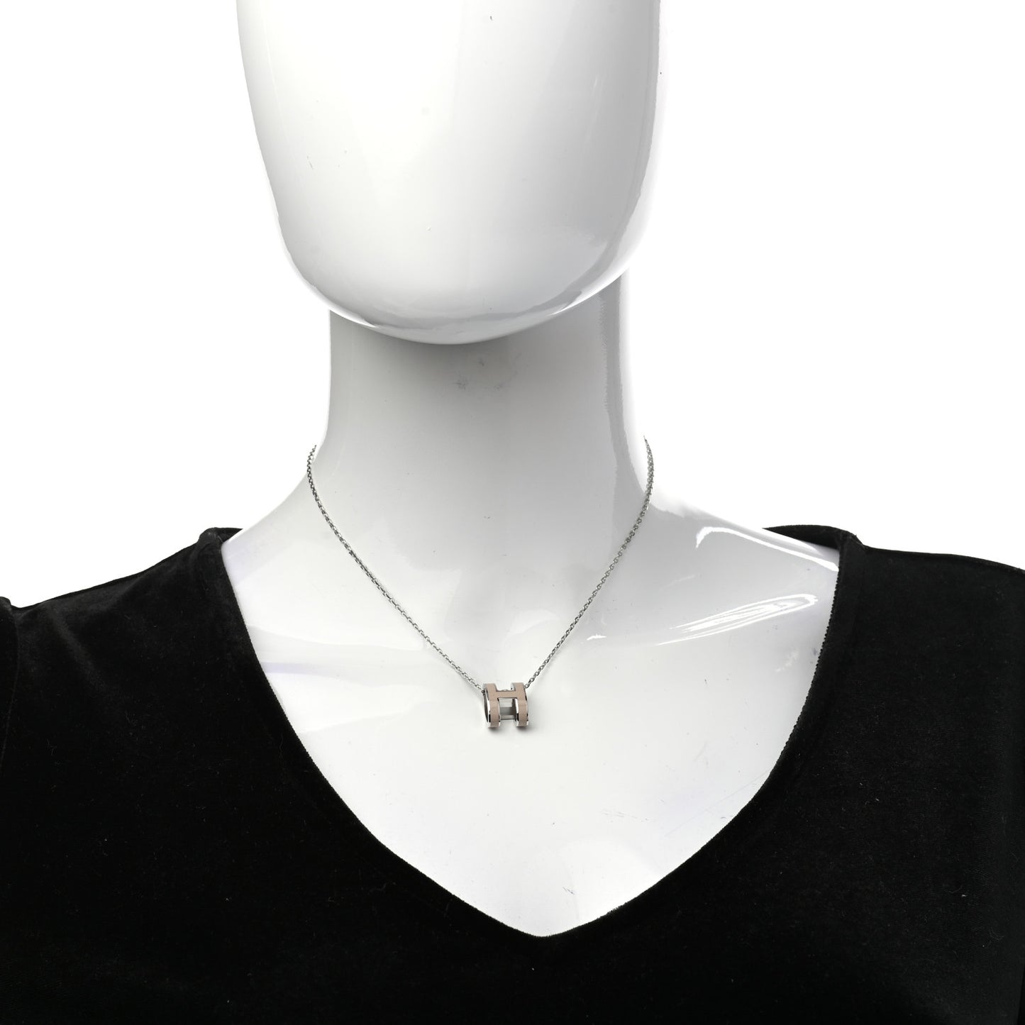 Lacquered Palladium Pop H Pendant Necklace Marron Glace